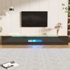TV-Schrank 180 x 35 x 30 cm, Schwarz mit Holzoptik, Hochglanz-Front, LED-Beleuchtung, wandmontierbar Bild 2