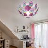 RGB LED Kinder Deckenlampe, Metall Holz, Eulen rosa, D 41,5 cm Bild 4
