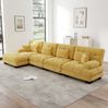 Modulares Ecksofa aus Chenille mit beweglichem Ottoman, 4-Sitzer, 406 x 145 x 81 cm, Gelb Bild 3