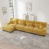 Modulares Ecksofa aus Chenille mit beweglichem Ottoman, 4-Sitzer, 406 x 145 x 81 cm, Gelb Bild 2