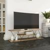 Dmora Fernsehschrank Desdemona, Ständer für Wohnzimmerfernseher, Niedriges Wohnzimmer-Sideboard, TV-Ständerbasis, 120x30h33 cm, Schwarz und Walnuss Bild 2