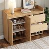 Schuhschrank auf Rollen 110 x 35 x 86 cm aus MDF in Natur, mit Schubladen & verstellbaren Fächern Bild 4
