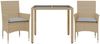 vidaXL 3-tlg. Garten-Essgruppe mit Kissen Beige Poly Rattan und Glas 3278561 Bild 2