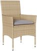 vidaXL 3-tlg. Garten-Essgruppe mit Kissen Beige Poly Rattan und Glas 3278561 Bild 3