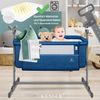 KESSER® Zustellbett Hubi 3in1 Baby Beistellbett Reisebett Babybett mit weich Matratze, mit Rollen Kinderbett, 5-fach Höhenverstellung, Faltbare Seitenwand für zu Hause und unterwegs Blau Bild 3