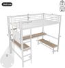 Hochbett 90x200 cm aus Metall und MDF mit LED, USB-C, Schreibtisch, Ablagen und Rausfallschutz, Weiß Bild 5