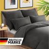 Slummer Bettwäsche Baumwolle in Gr. 135x200 oder 155x220 cm -anthrazit- grau-uni-, Baumwolle, 2 teilig, incl. Kissenbezug 80x80, YKK-Reißverschluss Bild 2