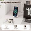 Computertisch mit Aufsatzschrank Bürotisch mit Steckdosen & Kabeldurchführung moderner Schminktisch-Schreibtisch Weiß Bild 5