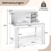 Computertisch mit Aufsatzschrank Bürotisch mit Steckdosen & Kabeldurchführung moderner Schminktisch-Schreibtisch Weiß Bild 2