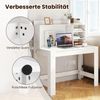 Computertisch mit Aufsatzschrank Bürotisch mit Steckdosen & Kabeldurchführung moderner Schminktisch-Schreibtisch Weiß Bild 4