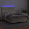vidaXL Boxspringbett mit Matratze & LED Creme 140x200 cm Kunstleder, Härtegrad: H2 [3135947] Bild 4