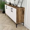 Dmora Kommode Soraya, Wohnzimmerbuffet, Wohnzimmer-Sideboard, Moderne Küchen-Speisekammer, 160x35h78 cm, Walnuss und Weiß Bild 5