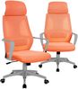 Bürostuhl mit Lordosenstütze im Netzstoff-Design Schreibtischstuhl mit Wippfunktion ergonomischer Drehstuhl mit einer verstellbaren atmungsaktiven Rückenlehne Grau/Orange Bild 3