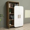 Dmora Kommode Tormalina, Wohnzimmerbuffet, Wohnzimmer-Sideboard, Moderne Küchen-Speisekammer, 90x32h132 cm, Walnuss und Weiß Bild 2