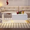 Couchtisch Weiß Hochglanz 100x50x32 cm mit Glasdesign, moderner Wohnzimmertisch mit integrierter Schublade Bild 3
