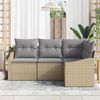 vidaXL Sofa Set mit Kissen 4 pcs Beige Poly-Rattan 3346700 Bild 3