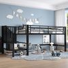 Flieks Hochbett Metallbett Kinderbett 90x200cm mit Treppe und Rausfallschutz Bild 5