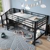 Flieks Hochbett Metallbett Kinderbett 90x200cm mit Treppe und Rausfallschutz Bild 3