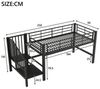 Flieks Hochbett Metallbett Kinderbett 90x200cm mit Treppe und Rausfallschutz Bild 4