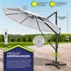 tillvex® Sonnenschirm verstellbar mit Kurbel, 360° drehbar, Polyester / Aluminium grau, Ø 300 cm Bild 5