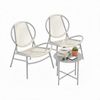 SONGMICS Balkonmöbel 3er Set, Gartenmöbel-Set mit Tisch und 2 Stühlen, PE-Polyrattan, grau Bild 2