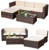 Lounge Sitzgruppe Rattanlounge Rattanmöbel Ecksofa Garten Tisch Polster braun Bild 4