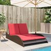vidaXL Sonnenliege mit Kissen Braun 114x205x73 cm Poly Rattan 368294 Bild 3