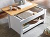 Couchtisch Weiß Eiche 85x47x45cm mit Stauraum Ablagefach Modern Eckig Bild 4