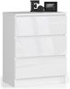 Home Collective Kommode 60 cm breit Holz Highboard Sideboard für Flur Schlafzimmer Wohnzimmer (Kommode Schlafzimmer Kommode mit Schubladen Holz Schrank), Kinderzimmer Organizer, 77 cm hoch mit 3 Schubladen weiß Hochglanz Bild 5
