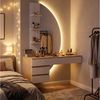 HOMALL Schminktisch Hängender Schminktisch mit drei einstellbaren Farbtemperaturen (LED-Silikon-Lichtleiste in drei Farben, Maße: 106 × 40 × 143 cm, mit 3 offenen Ablagefächern und 2 Schubladen, für vielfältige Einsatzmöglichkeiten geeignet) Bild 3
