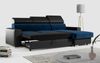 Ecksofa, Verstellbare Kopfstützen, L Couch, Polstersofa mit Bettkasten - FOX-L - Dunkelblau - Schwarz Bild 3