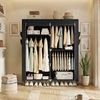 SONGMICS Stoffschrank mit Kleiderstange, Kleiderschrank mit Seitentaschen, Schrank für Schlafzimmer, 3 Hängefächer, schwarz Bild 2