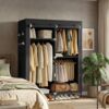 SONGMICS Stoffschrank mit Kleiderstange, Kleiderschrank mit Seitentaschen, Schrank für Schlafzimmer, 3 Hängefächer, schwarz Bild 3