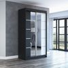 Schwebetürenschrank ERA 2-türig Schrank 120 cm.(mit Spiegel) Farbe: Schwarz , weiß Bild 2