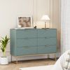 UEV Sideboard mit 6 Schubladen, Highboard Mehrzweckschrank mit Kisppschutz (für Wohnzimmer Schlafzimmer Büro Flur, 100 x 34 x 73,5 cm), Küchenschrank Buffet TV Board Schrank mit Füße Aufbewahrungsschrank Bild 3