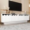 Moderner TV-Schrank mit 4 Türen und Wellen-Design – Stilvolle Aufbewahrungslösung für Wohnzimmer, Entertainment Center und TV-Ständer, 170*40*45 Bild 4