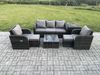Fimous Gartenmöbelset 7-Sitzer Rattan Sofa Set mit Liegestühle 3-Sitzer Sofa Beistelltisch 2 kleine Fußhockern Dunkelgrau Gemischt Bild 2