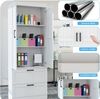oyajia Hochschrank Mehrzweckschrank,Küchenschrank, 2 Türen und 2 Schubladen (Höhe 150cm mit variabel verstellbaren Einlegeböden) Vorratschrank, Weiß 30 x 60 x 150 cm (T x B x H) Bild 4
