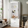 oyajia Hochschrank Mehrzweckschrank,Küchenschrank, 2 Türen und 2 Schubladen (Höhe 150cm mit variabel verstellbaren Einlegeböden) Vorratschrank, Weiß 30 x 60 x 150 cm (T x B x H) Bild 2