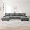 Flieks 4-Sitzer U-sofa, Modular Cloud Schlafsofa aus Chenille mit 4 Lenden- & 2 Dekokissen, breiten Armlehnen & 2 Ottoman, Grau Bild 2