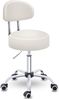 TRESKO® Rollhocker mit Lehne 150 kg Beige | Arbeitshocker höhenverstellbar 46-58 cm | Drehhocker mit Rollen | Bürostuhl Hocker Drehstuhl Kosmetikhocker Bild 2