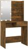 Schminktisch, Kosmetiktisch mit LED Braun Eiche 74,5 x 40 x 141 cm Bild 2