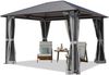 TOOLPORT Gartenpavillon 3x3,65 m Stahl-Dach mit Moskitonetzen und Seitenteilen in grau Bild 1