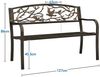 Yaheetech Gartenbank aus Pulverbeschichtetem Metall mit Vogelmuster im Vintage-Stil, 3-Sitzer-Metallbank für Garten/Terrasse/Balkon Bild 4