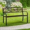Yaheetech Gartenbank aus Pulverbeschichtetem Metall mit Vogelmuster im Vintage-Stil, 3-Sitzer-Metallbank für Garten/Terrasse/Balkon Bild 3