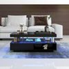 Merax Couchtisch mit 2 Schubladen und Stauraum, Beistelltisch Hochglanz mit LED inkl. APP, Wohnzimmertisch, Schwarz Bild 2