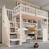 Flieks Hochbett Kinderbett 90x200cm mit Stauraumtreppe Schreibtisch & vielen Stauraum Bild 5