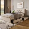 Polsterbett 90x200 cm mit Stauraum und höhenverstellbarem Kopfteil – Chesterfield-Optik in Natural Bild 3