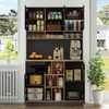Flieks Küchenbuffet mit verstellbare Ablagen Hochschrank Hochglanz (1-St, B105/T45/H185 cm) Küchenschrank Geschirrschrank mit Schubladen und Stauraum schwarz Bild 2
