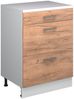 Küchenschrank für Dachschrägen R-Line Goldkraft Eiche 60 cm ohne Schräge mit 3 Schubladen Vicco Bild 1